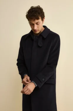 Cappotto Lungo Foderato in Lana e Cashmere - BLU
