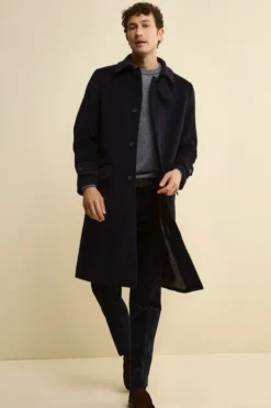 Cappotto Lungo Foderato in Lana e Cashmere - BLU