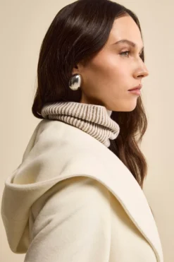 Cappotto Lungo in Lana e Cashmere con Cappuccio - PANNA