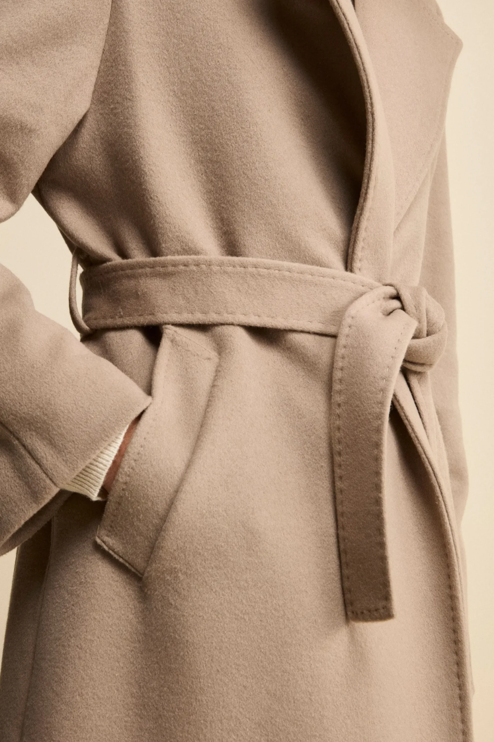 Cappotto lungo in lana e cashmere - NOCCIOLA