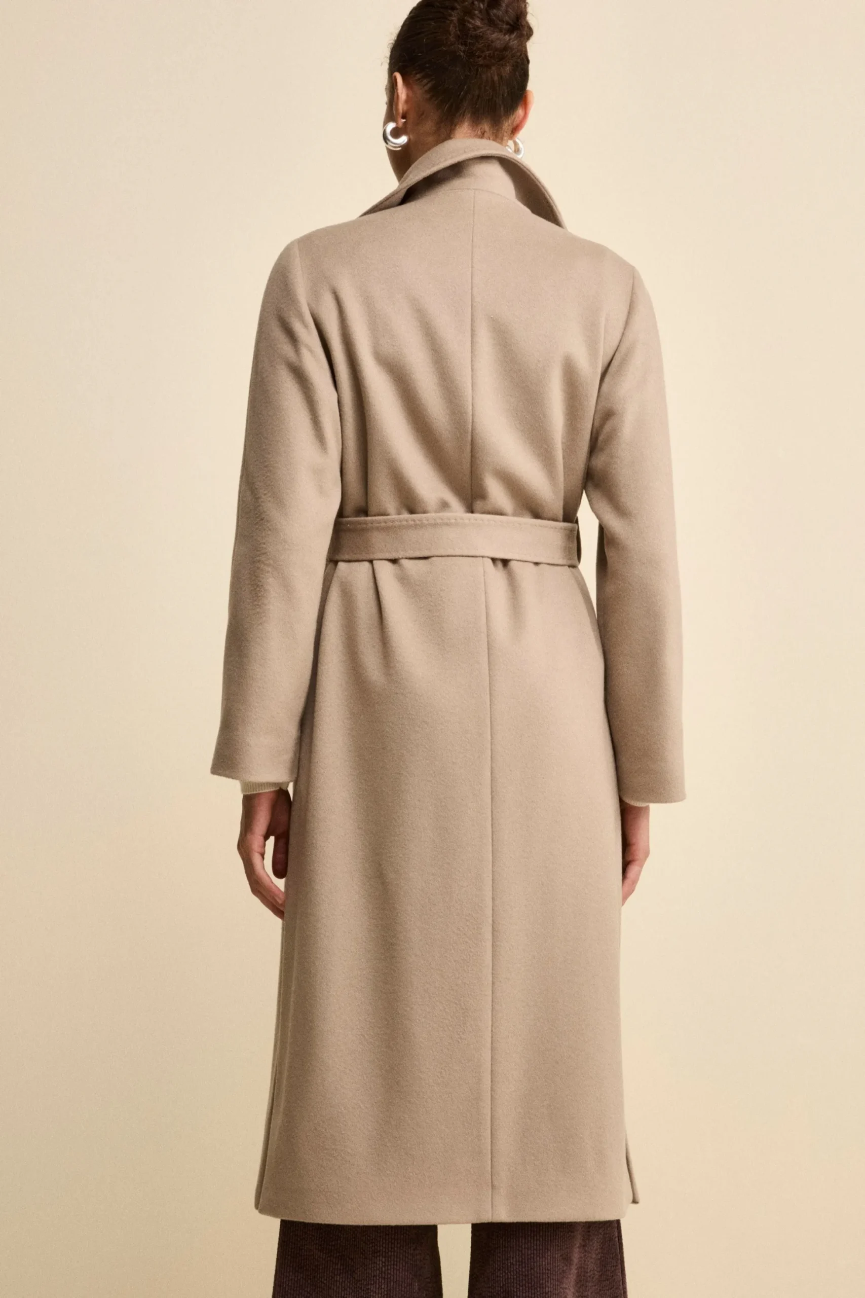 Cappotto lungo in lana e cashmere - NOCCIOLA