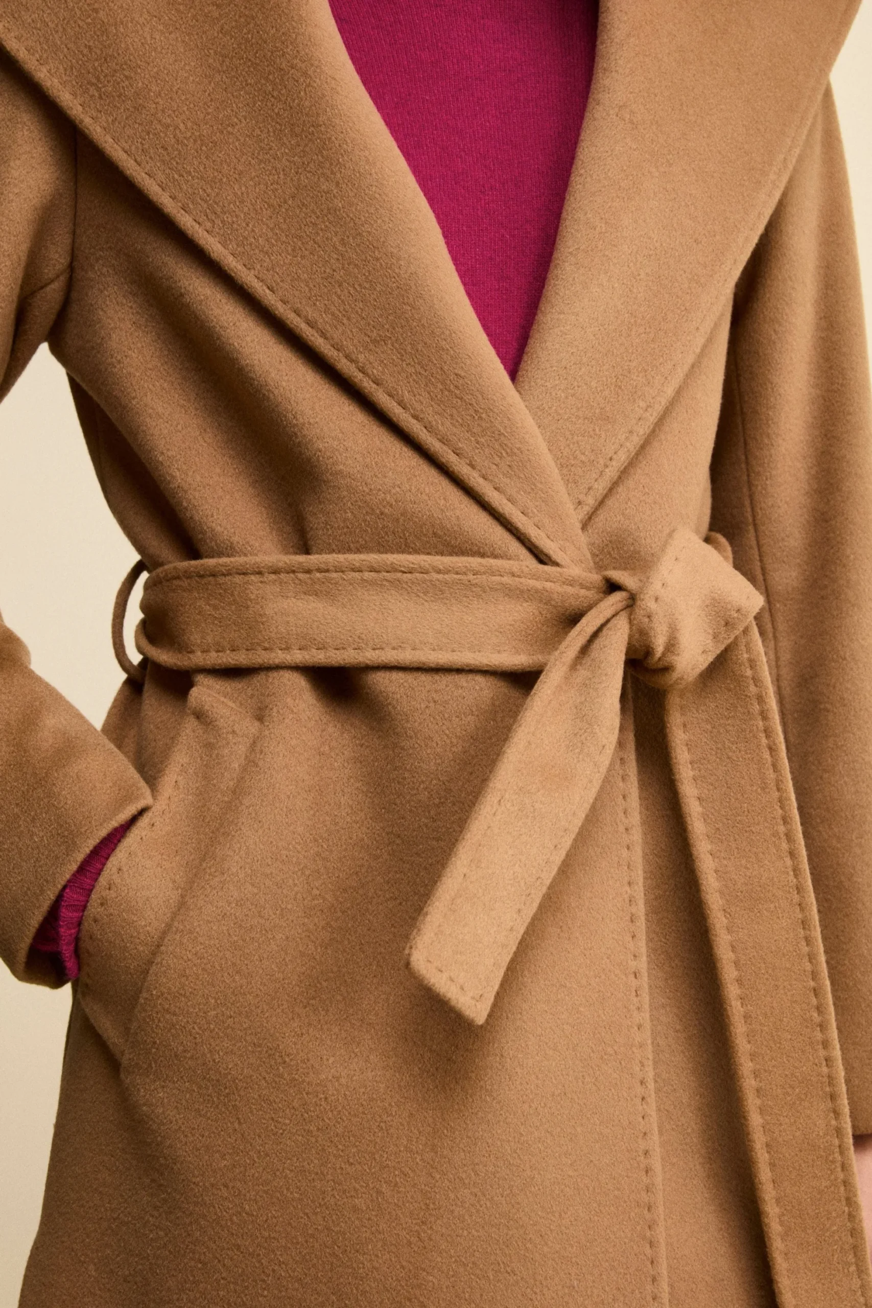 Cappotto Lungo in Lana e Cashmere con Cappuccio - CAMMELLO