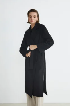 Cappotto lungo in lana e cashmere - NERO