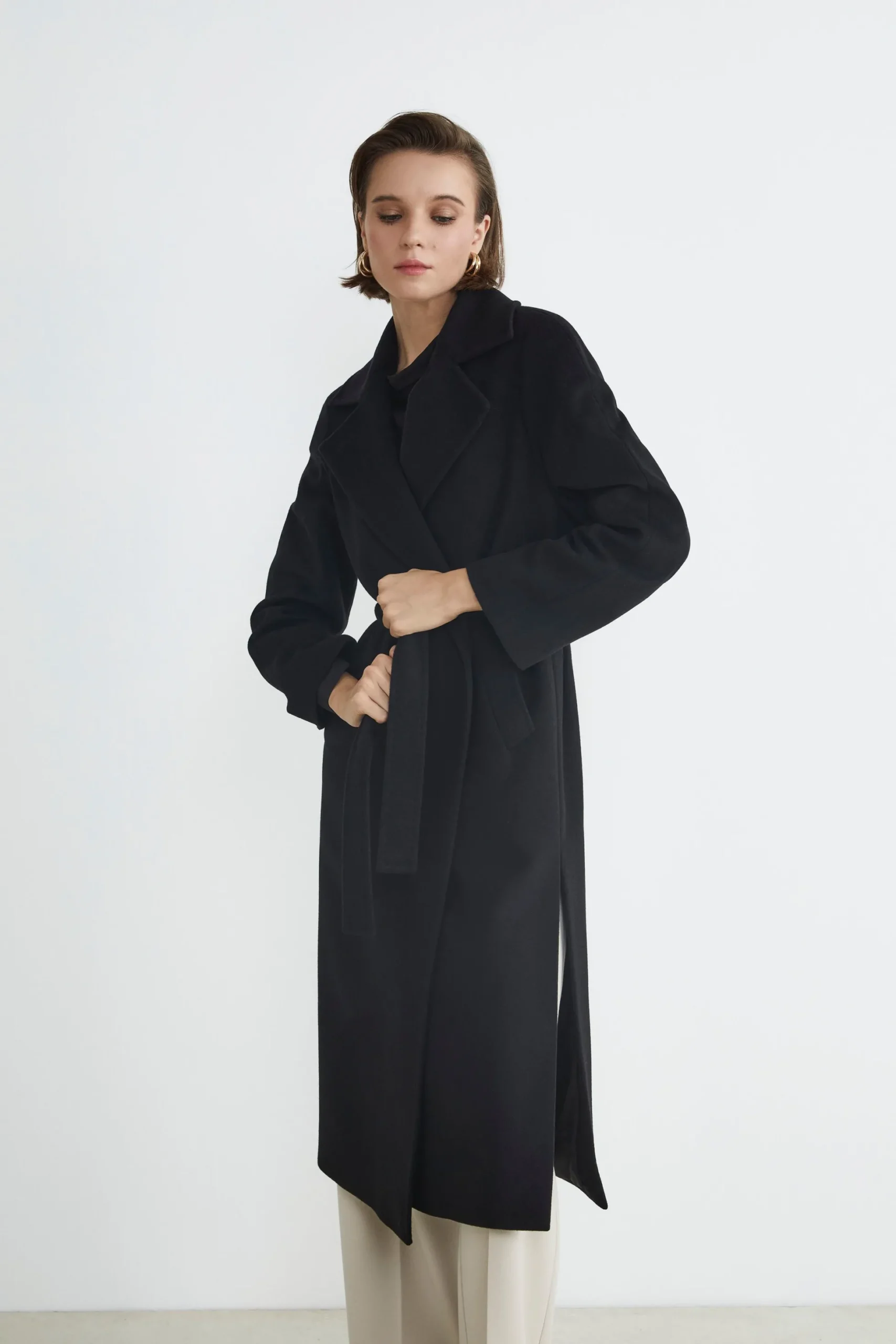 Cappotto lungo in lana e cashmere - NERO