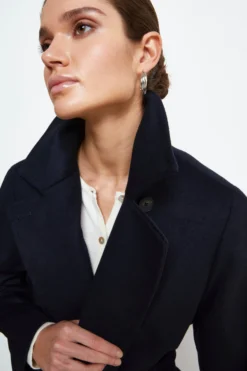 Cappotto lungo in lana e cashmere - BLU