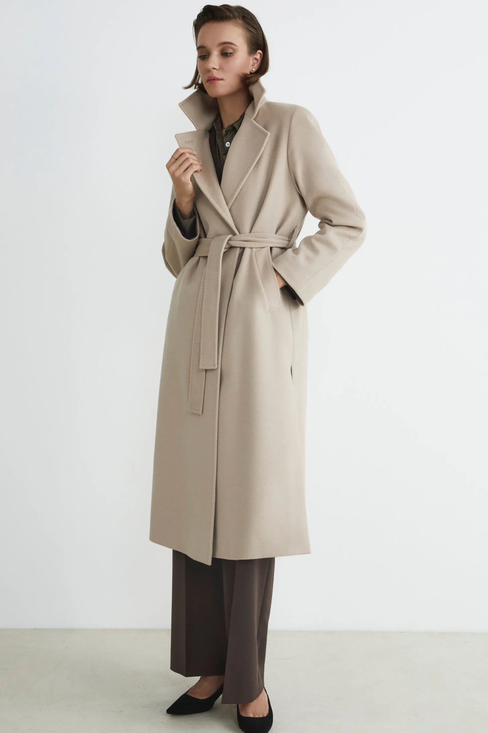 Cappotto lungo in lana e cashmere - GESSO