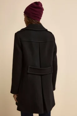 Cappotto Midi Doppiopetto in Lana Vergine con Martingala - NERO