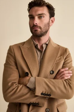 Cappotto Midi Doppiopetto in Misto Lana e Cashmere con Martingala - CAMMELLO
