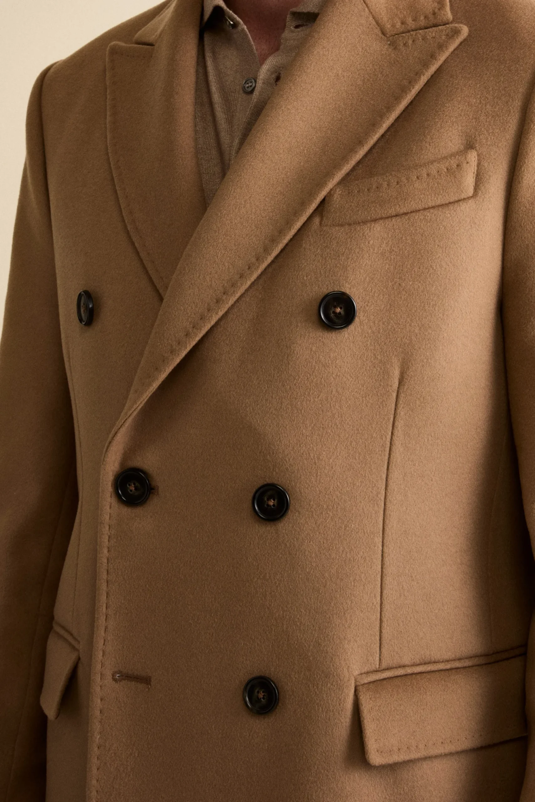 Cappotto Midi Doppiopetto in Misto Lana e Cashmere con Martingala - CAMMELLO