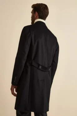 Cappotto Midi Doppiopetto in Misto Lana e Cashmere con Martingala - NERO