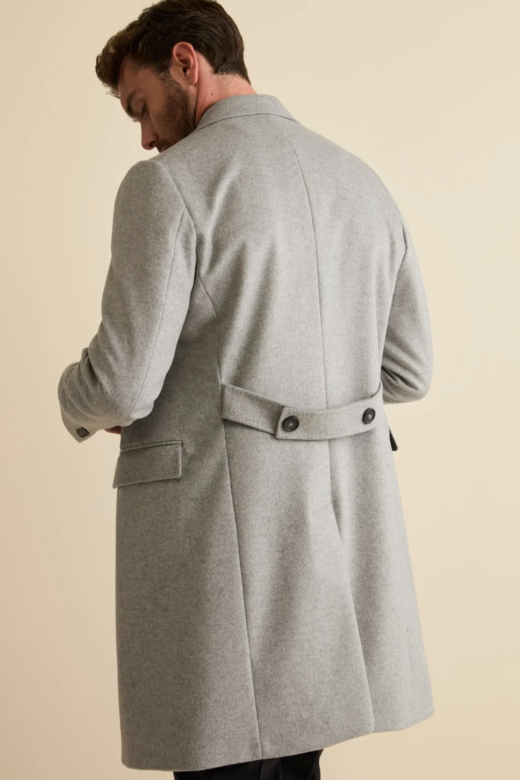Cappotto Midi Doppiopetto in Misto Lana e Cashmere con Martingala - GRIGIO CHIARO