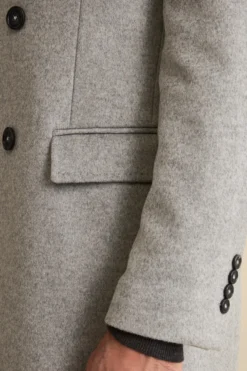Cappotto Midi Doppiopetto in Misto Lana e Cashmere con Martingala - GRIGIO CHIARO