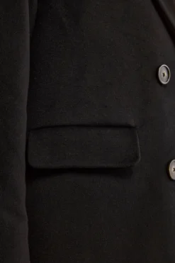 Cappotto Midi Doppiopetto in Misto Lana e Cashmere - NERO