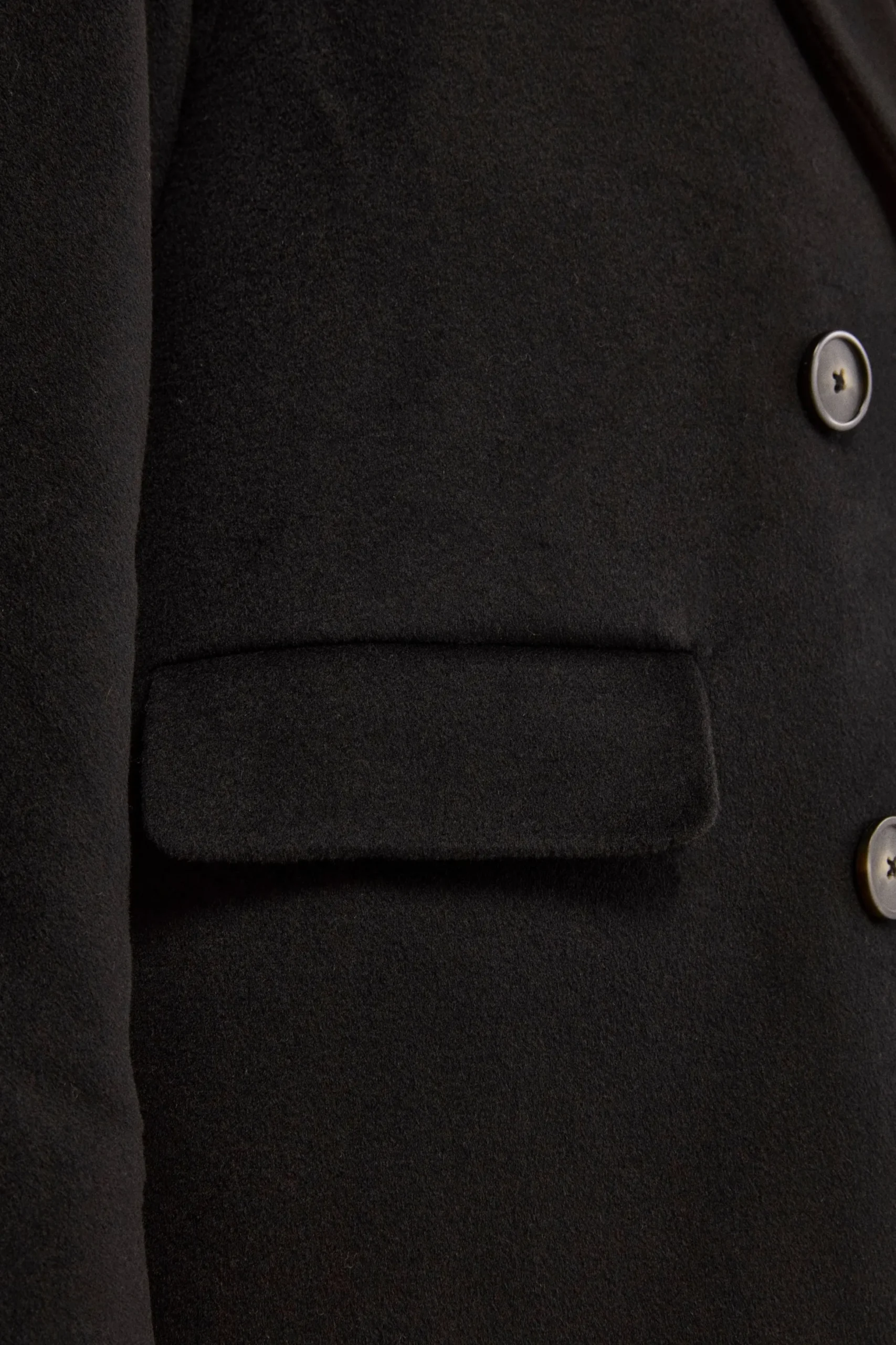 Cappotto Midi Doppiopetto in Misto Lana e Cashmere - NERO