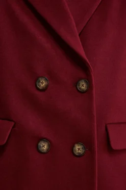 Cappotto Midi Doppiopetto in Misto Lana e Cashmere - BORDEAUX