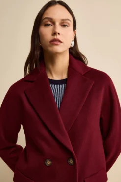 Cappotto Midi Doppiopetto in Misto Lana e Cashmere - BORDEAUX