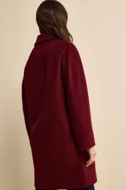 Cappotto Midi Doppiopetto in Misto Lana e Cashmere - BORDEAUX