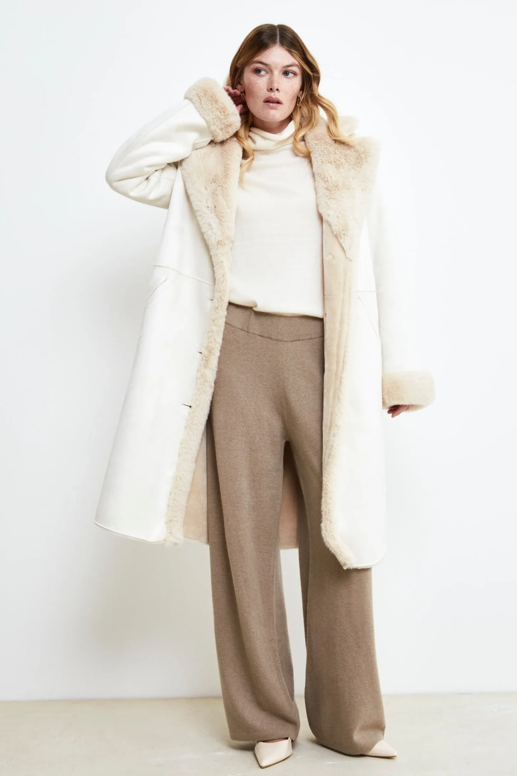 Cappotto Midi Eco-Montone - MANDORLA