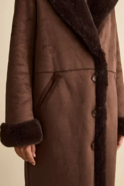 Cappotto Midi Eco-Montone - MARRONE SCURO