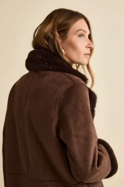 Cappotto Midi Eco-Montone - MARRONE SCURO