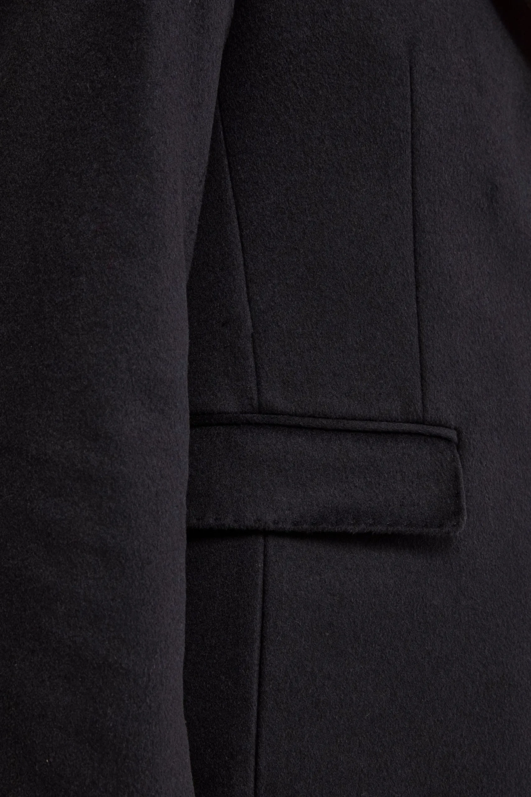 Cappotto Midi in Lana e Cashmere con Pettorina - BLU