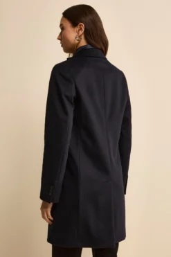 Cappotto Midi in Lana e Cashmere con Pettorina - BLU