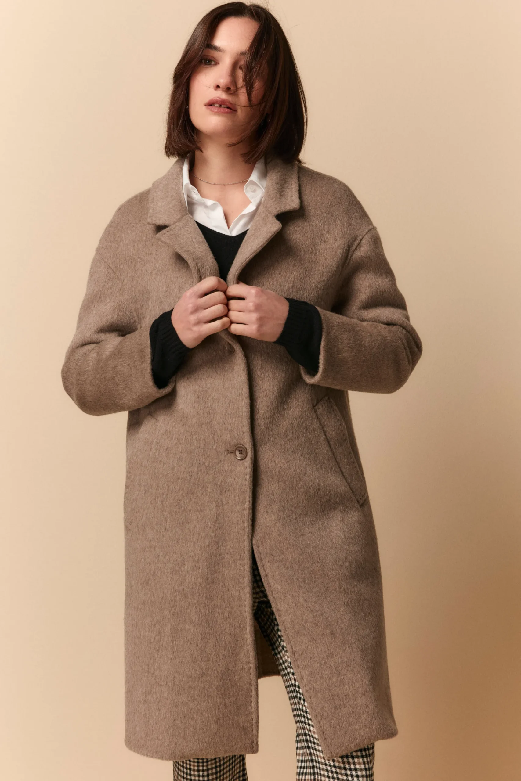 Cappotto Midi in Lana Imbottito - BEIGE