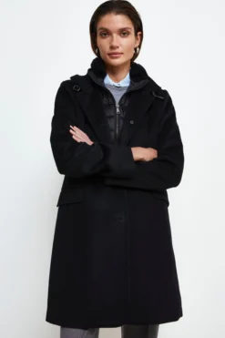 Cappotto midi in lana - NERO