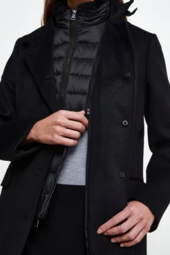 Cappotto midi in lana - NERO