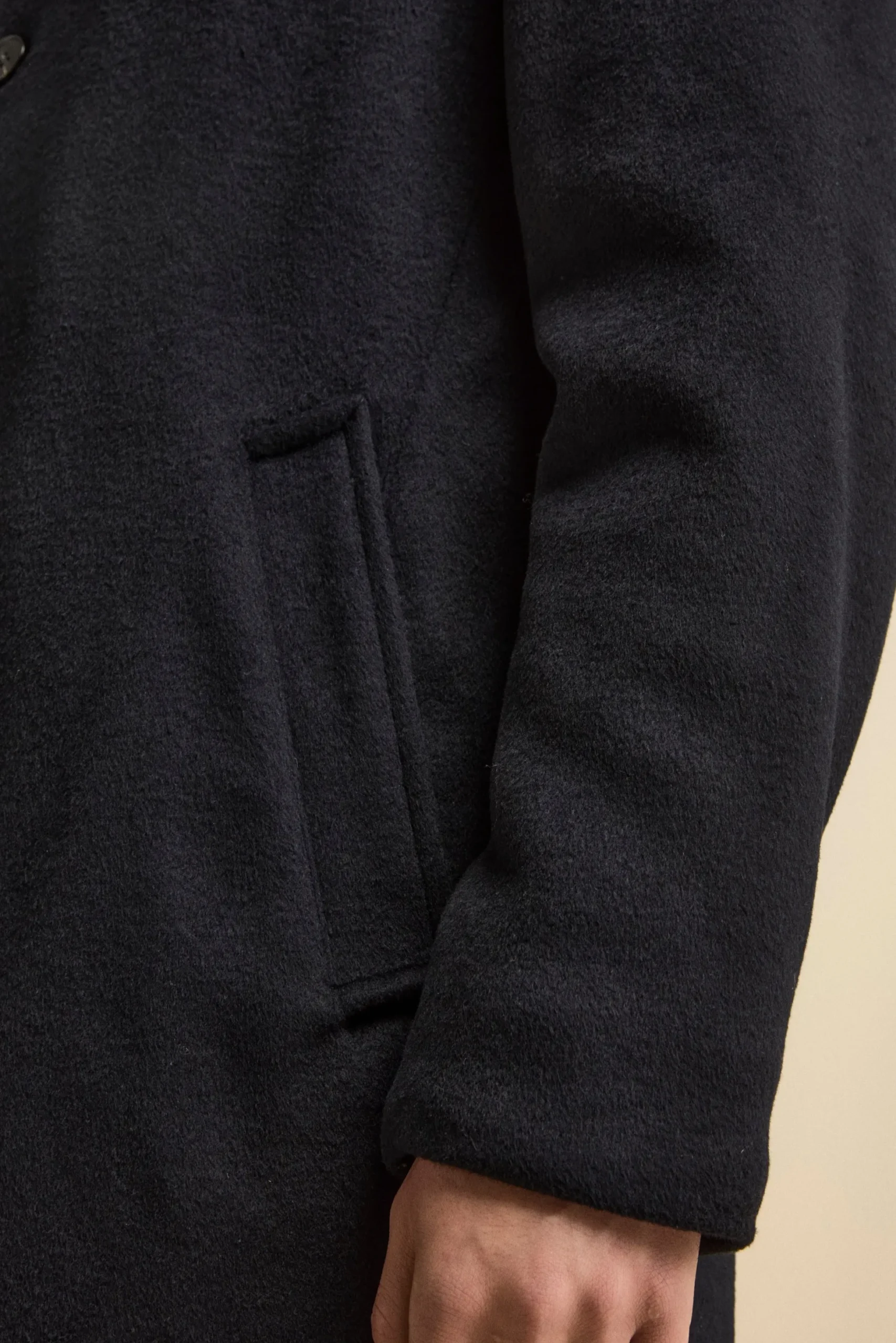 Cappotto Midi in Misto Lana con Pettorina Removibile - BLU