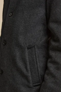 Cappotto Midi in Misto Lana con Pettorina Removibile - ANTRACITE