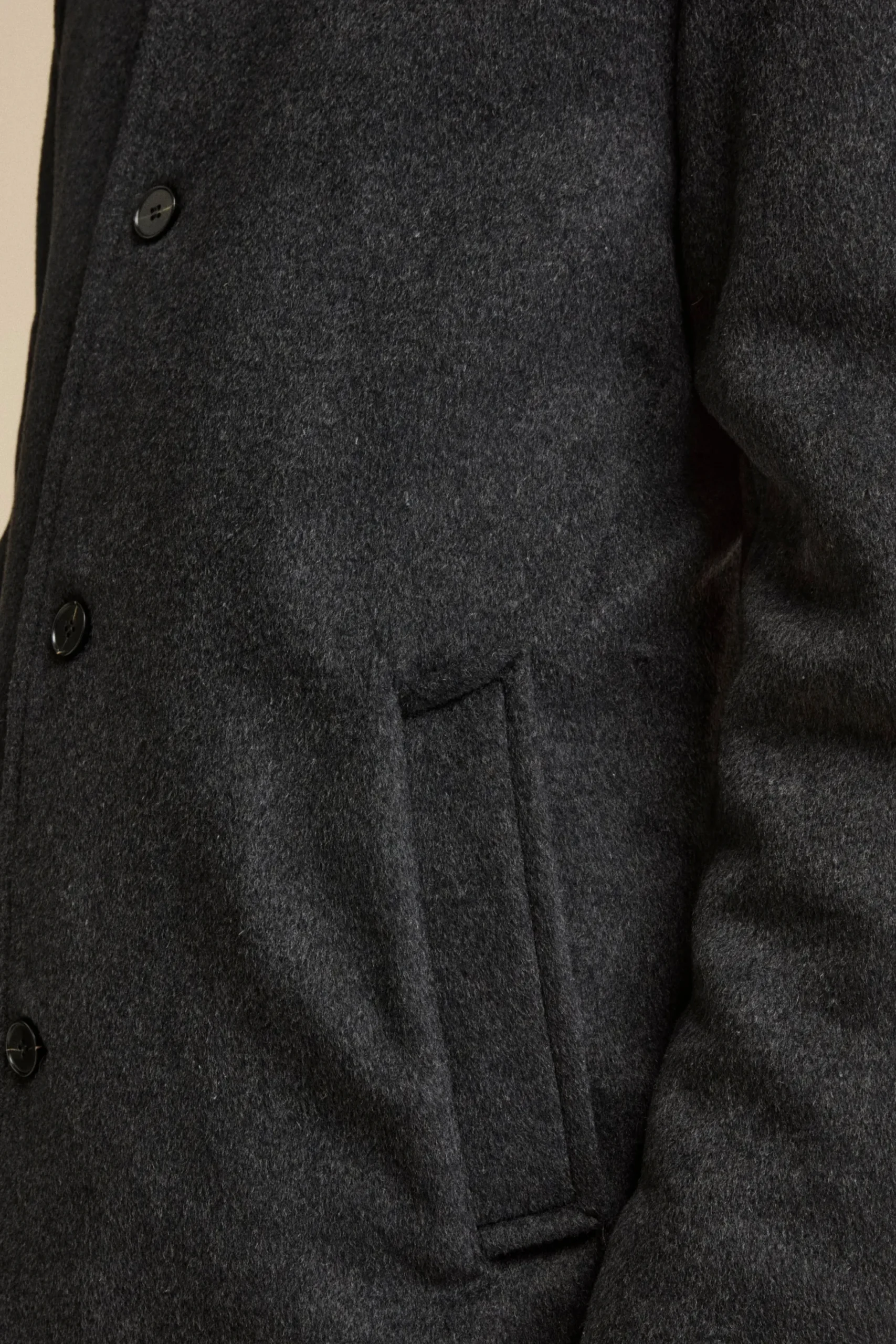 Cappotto Midi in Misto Lana con Pettorina Removibile - ANTRACITE