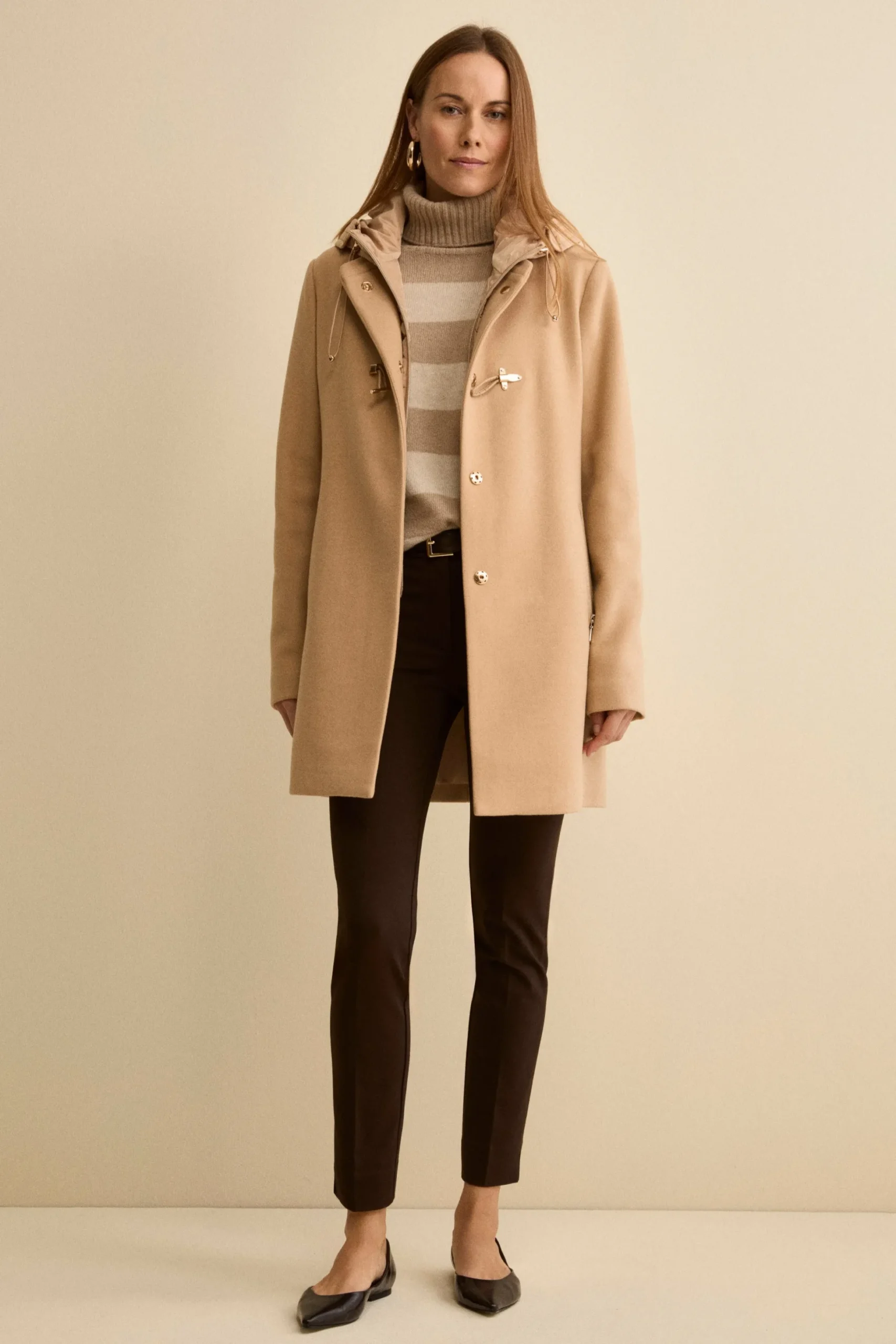Cappotto Midi in Misto Lana con Alamaro - CAMMELLO