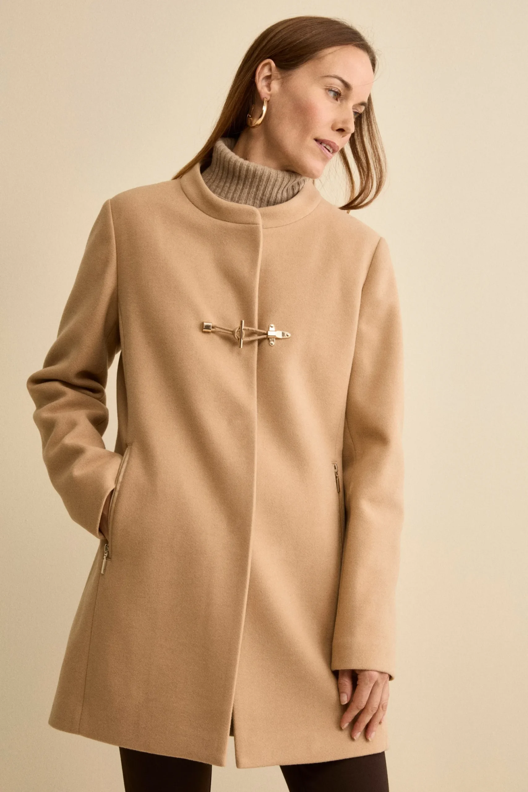 Cappotto Midi in Misto Lana con Alamaro - CAMMELLO
