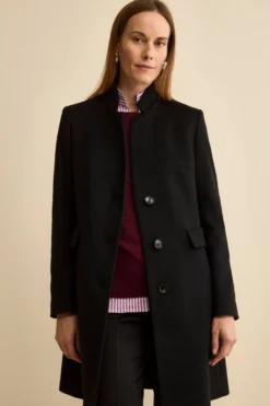 Cappotto Midi Sancrato in Misto Lana e Cashmere - NERO