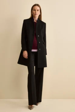 Cappotto Midi Sancrato in Misto Lana e Cashmere - NERO