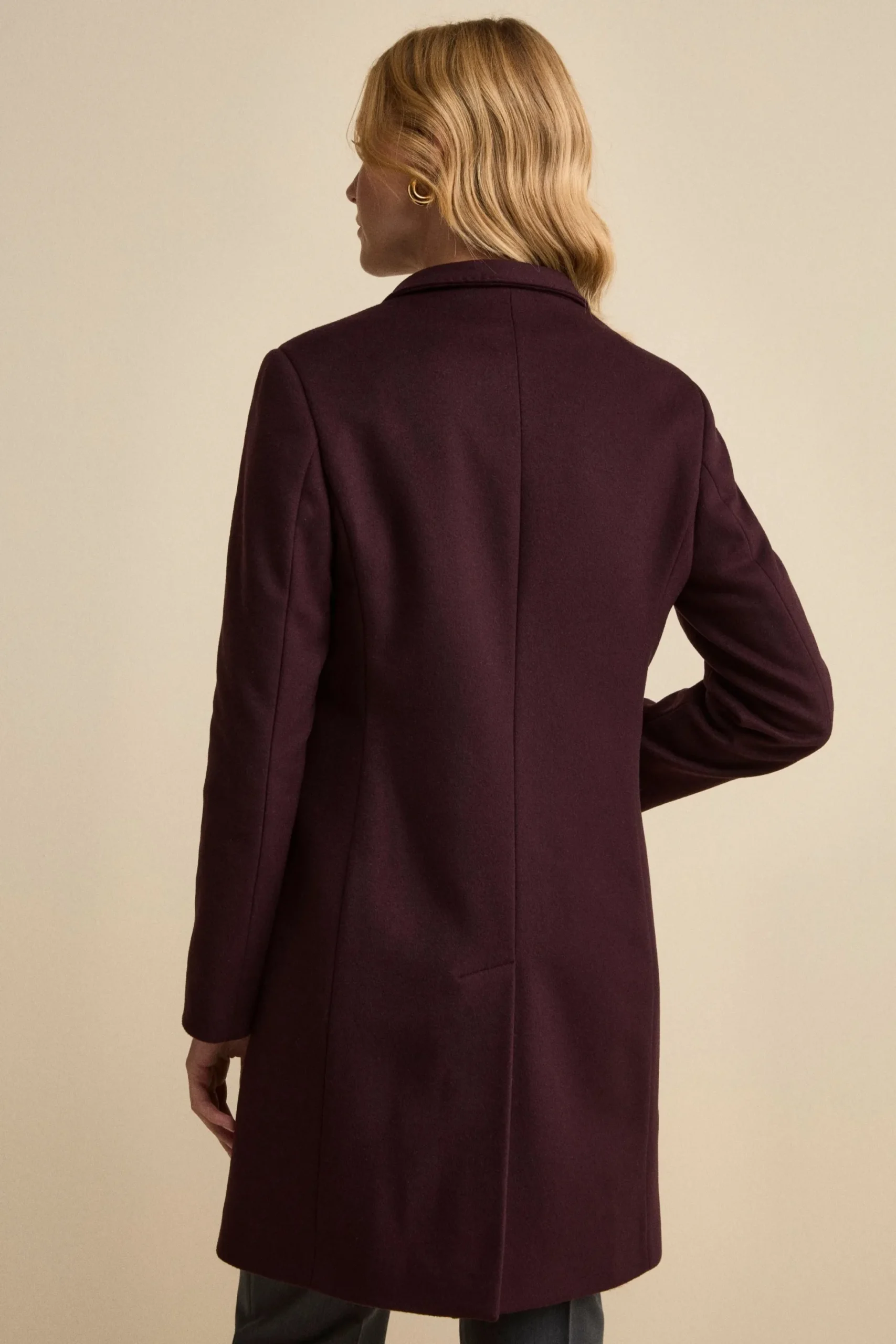 Cappotto Midi Sancrato in Misto Lana e Cashmere - PRUGNA