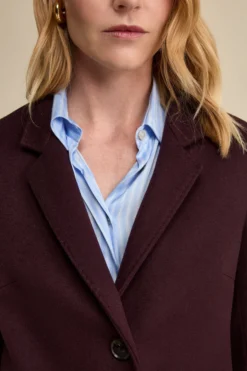 Cappotto Midi Sancrato in Misto Lana e Cashmere - PRUGNA