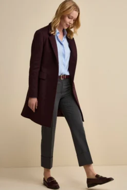 Cappotto Midi Sancrato in Misto Lana e Cashmere - PRUGNA