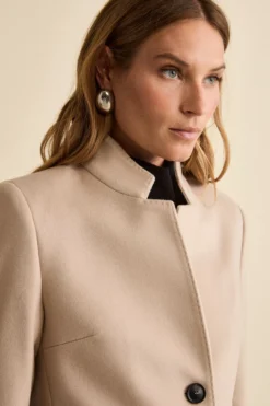 Cappotto Midi Sancrato in Misto Lana e Cashmere - GESSO