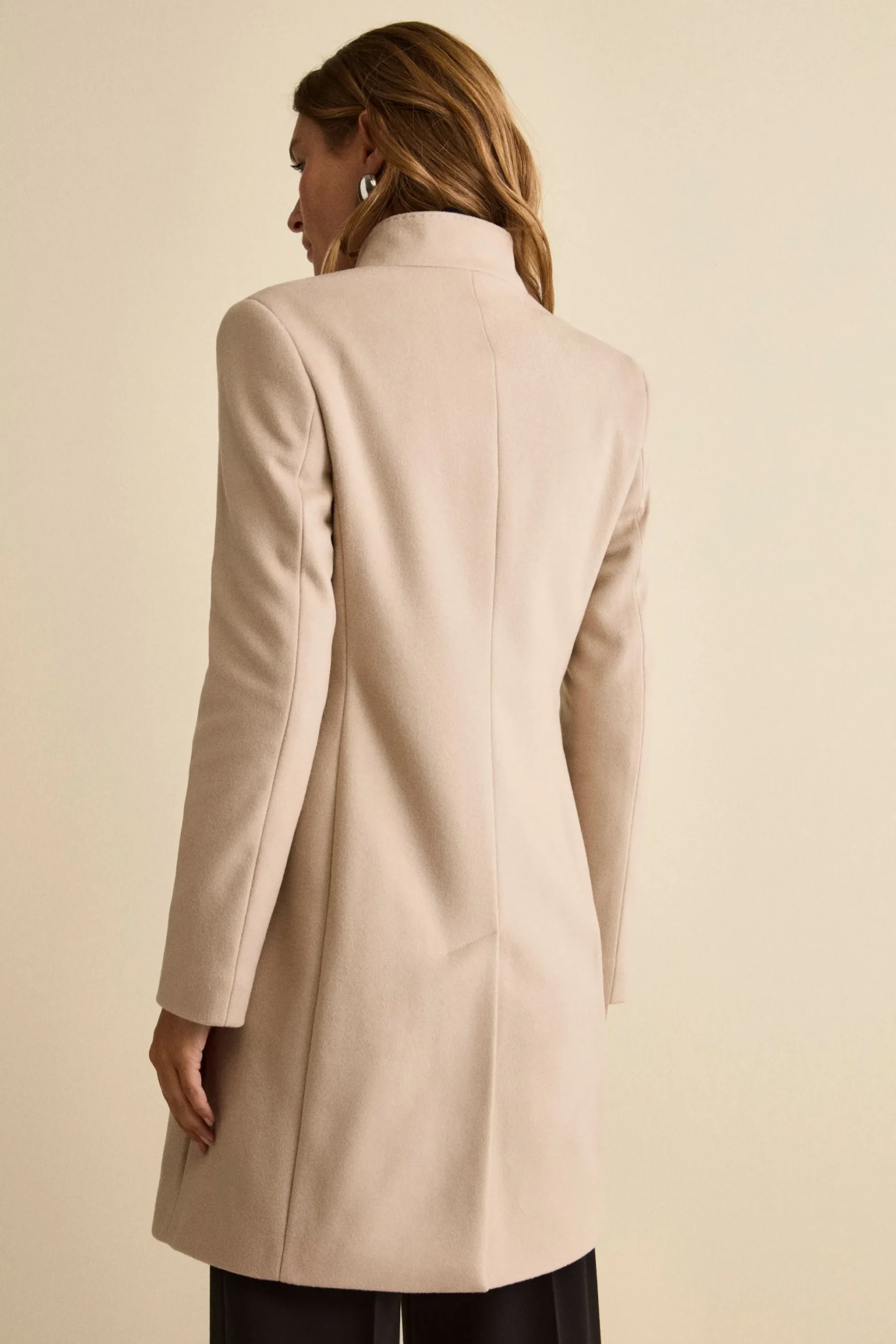 Cappotto Midi Sancrato in Misto Lana e Cashmere - GESSO