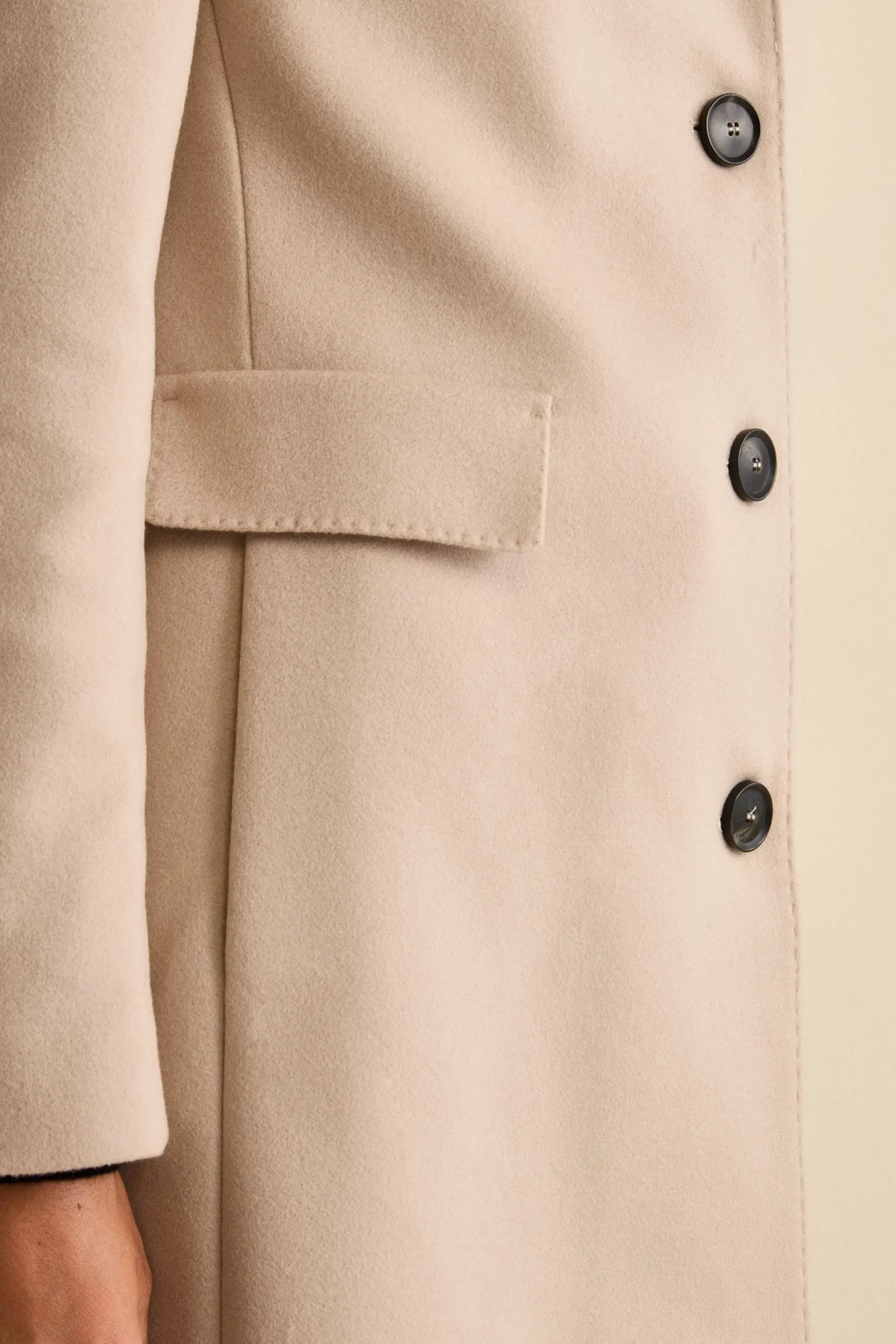 Cappotto Midi Sancrato in Misto Lana e Cashmere - GESSO