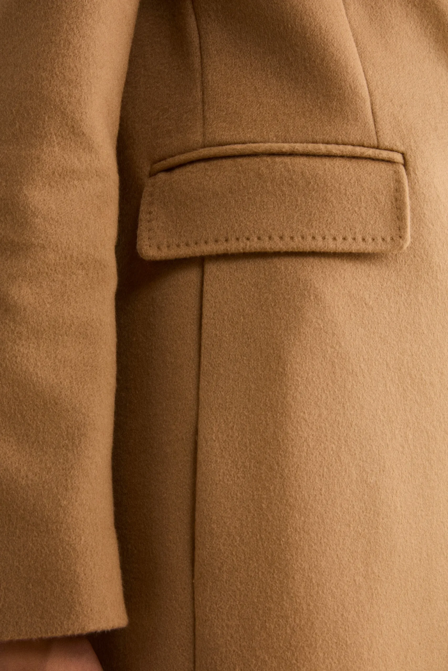 Cappotto Monopetto Lungo in Lana Vergine - CAMMELLO