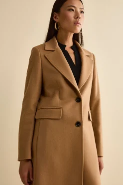 Cappotto Monopetto Lungo in Lana Vergine - CAMMELLO