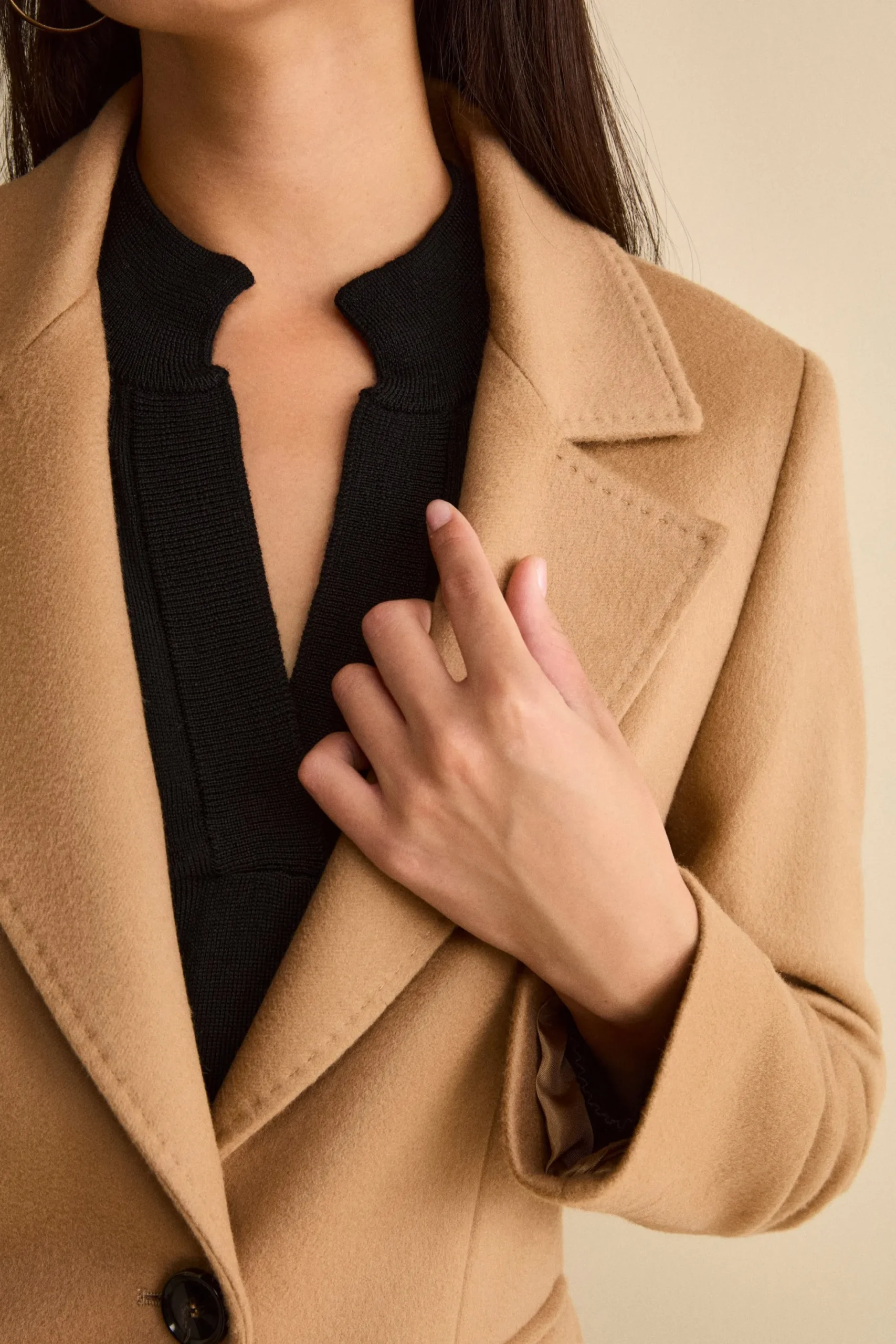 Cappotto Monopetto Lungo in Lana Vergine - CAMMELLO