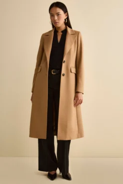 Cappotto Monopetto Lungo in Lana Vergine - CAMMELLO