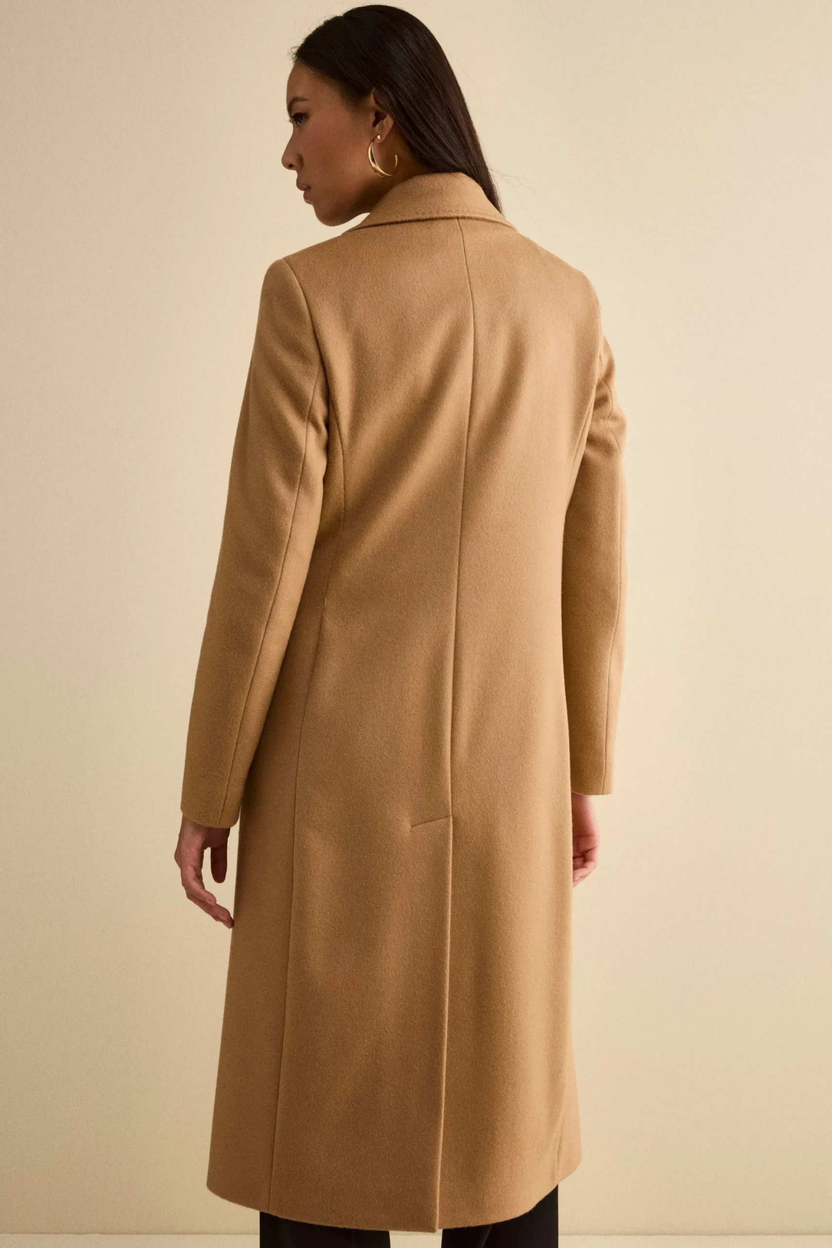 Cappotto Monopetto Lungo in Lana Vergine - CAMMELLO