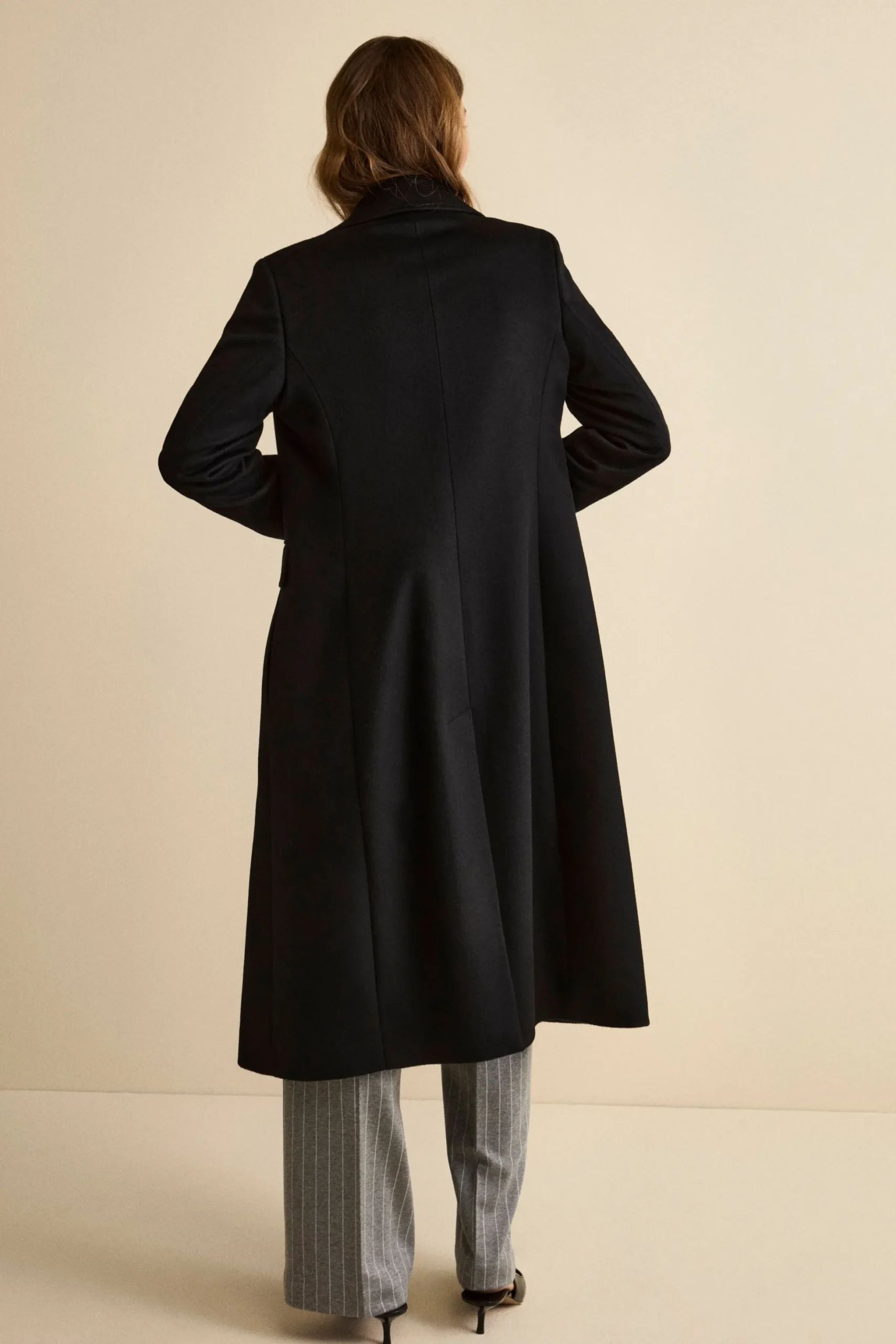 Cappotto Monopetto Lungo in Lana Vergine - NERO