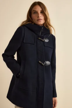 Cappotto Montgomery Misto Lana con Cappuccio - BLU