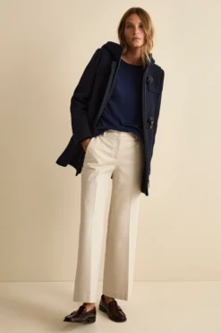 Cappotto Montgomery Misto Lana con Cappuccio - BLU